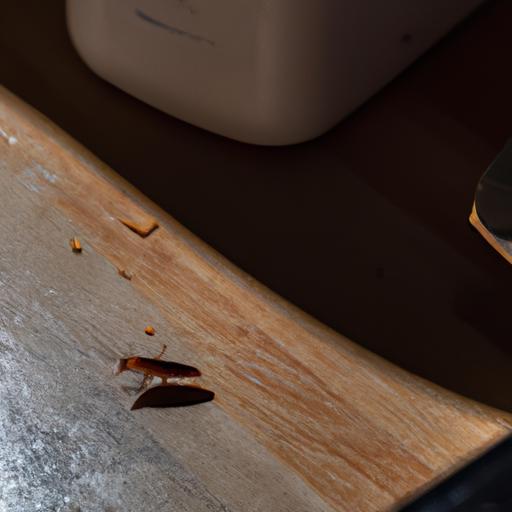 Close-up image of a German cockroach infestation detected on a kitchen countertop, provided by Pest Me Off pest control services.