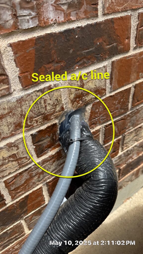 Exclusion sealing applied around A/C line to prevent pest entry in McKinney