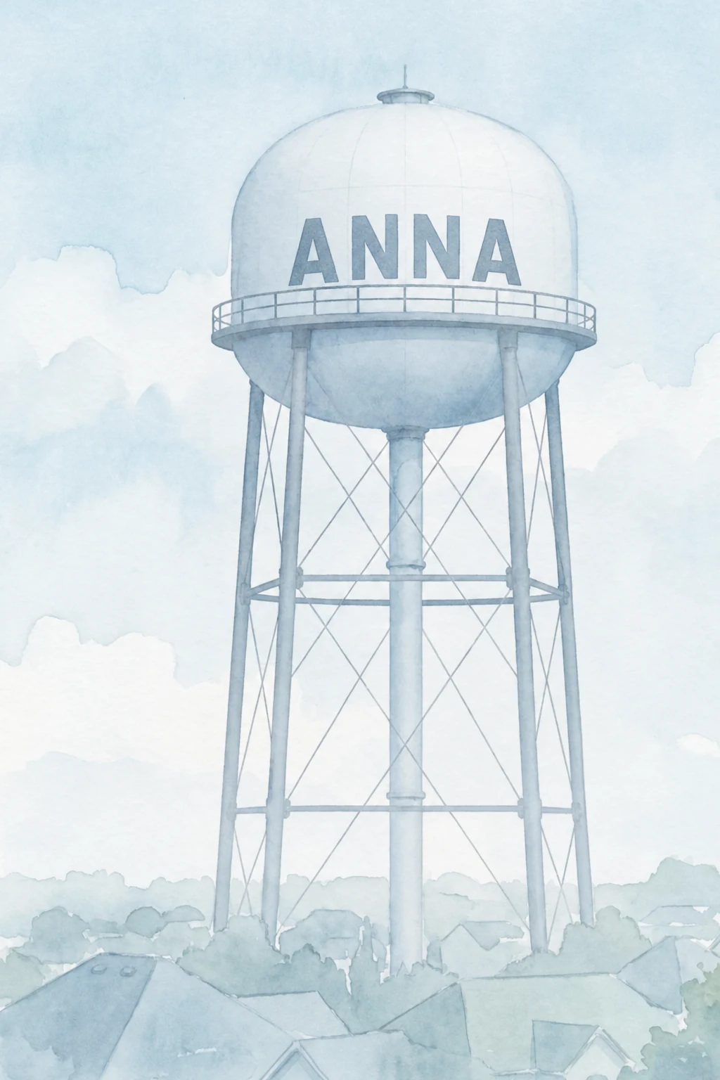 Anna, Texas water tower illustration