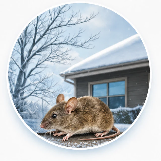 Pest Control Prosper, TX 41 Winter pest activity in Prosper TX: a house mouse outside a Prosper home