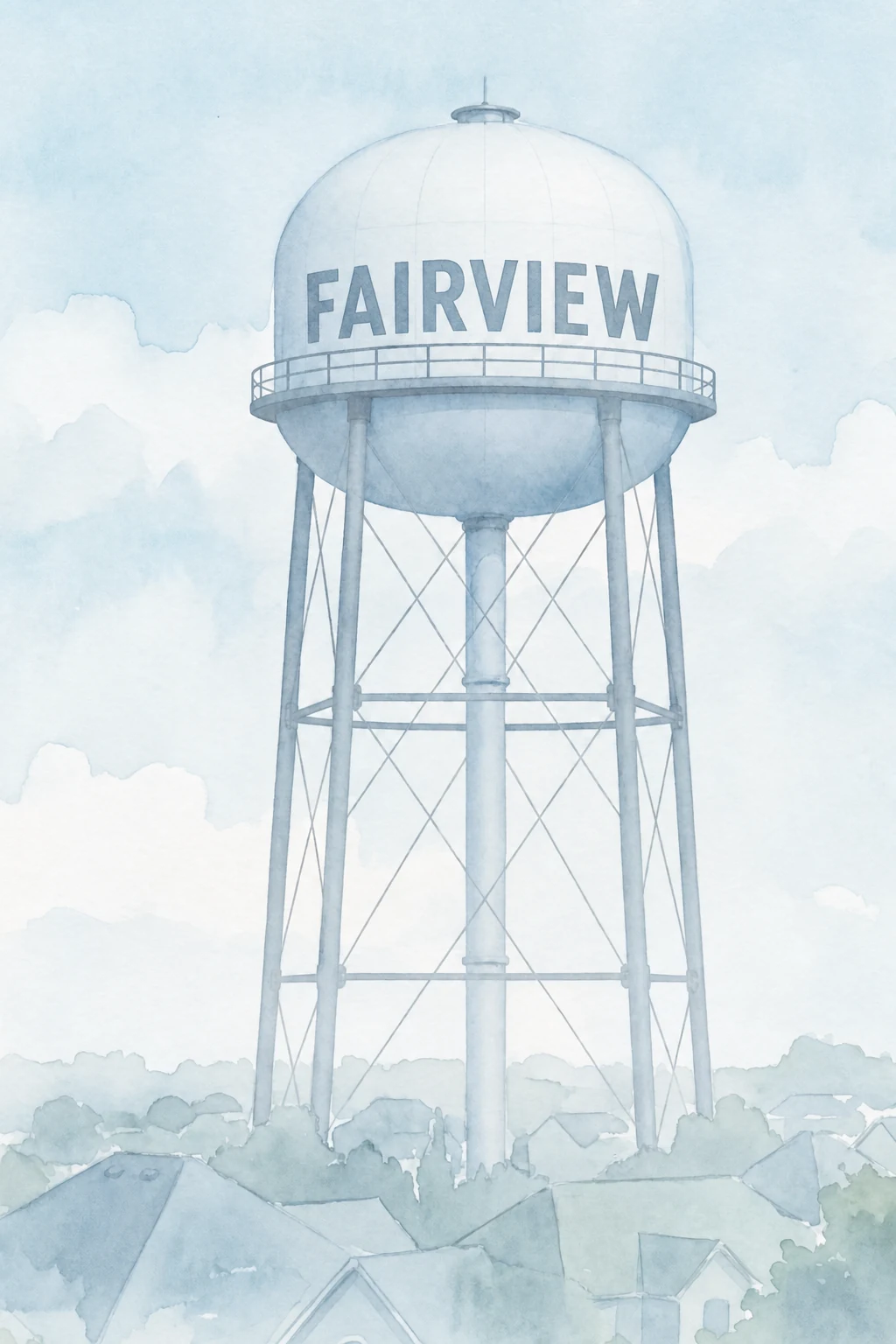Fairview, Texas water tower illustration