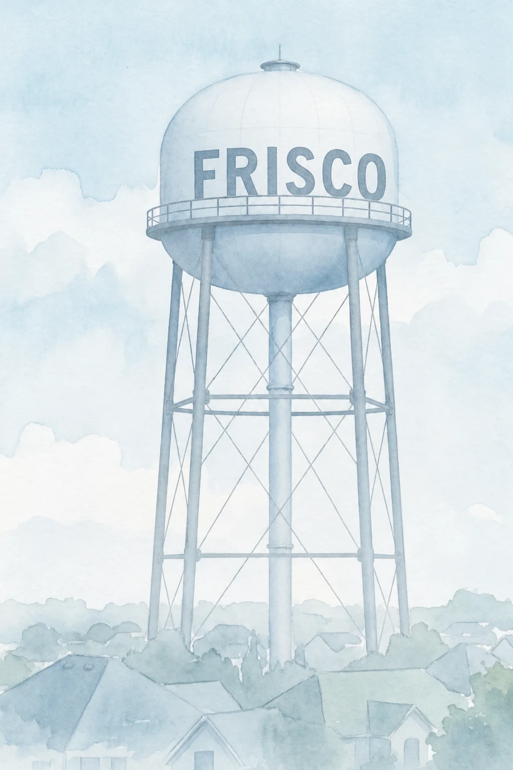 Frisco, Texas water tower illustration
