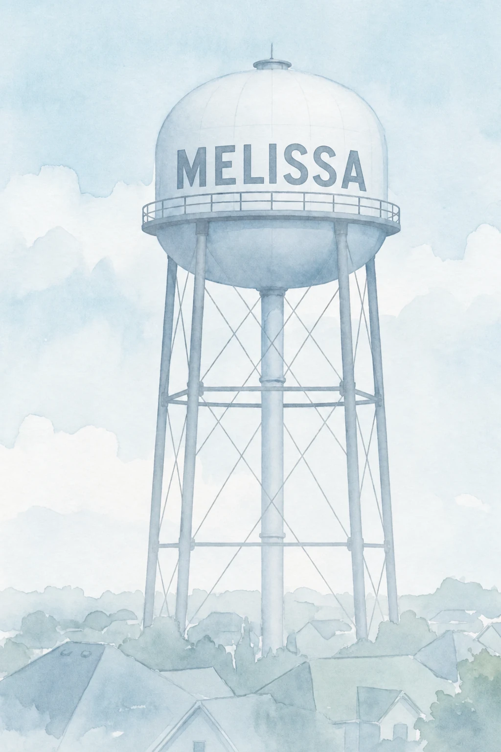 Melissa, Texas water tower illustration