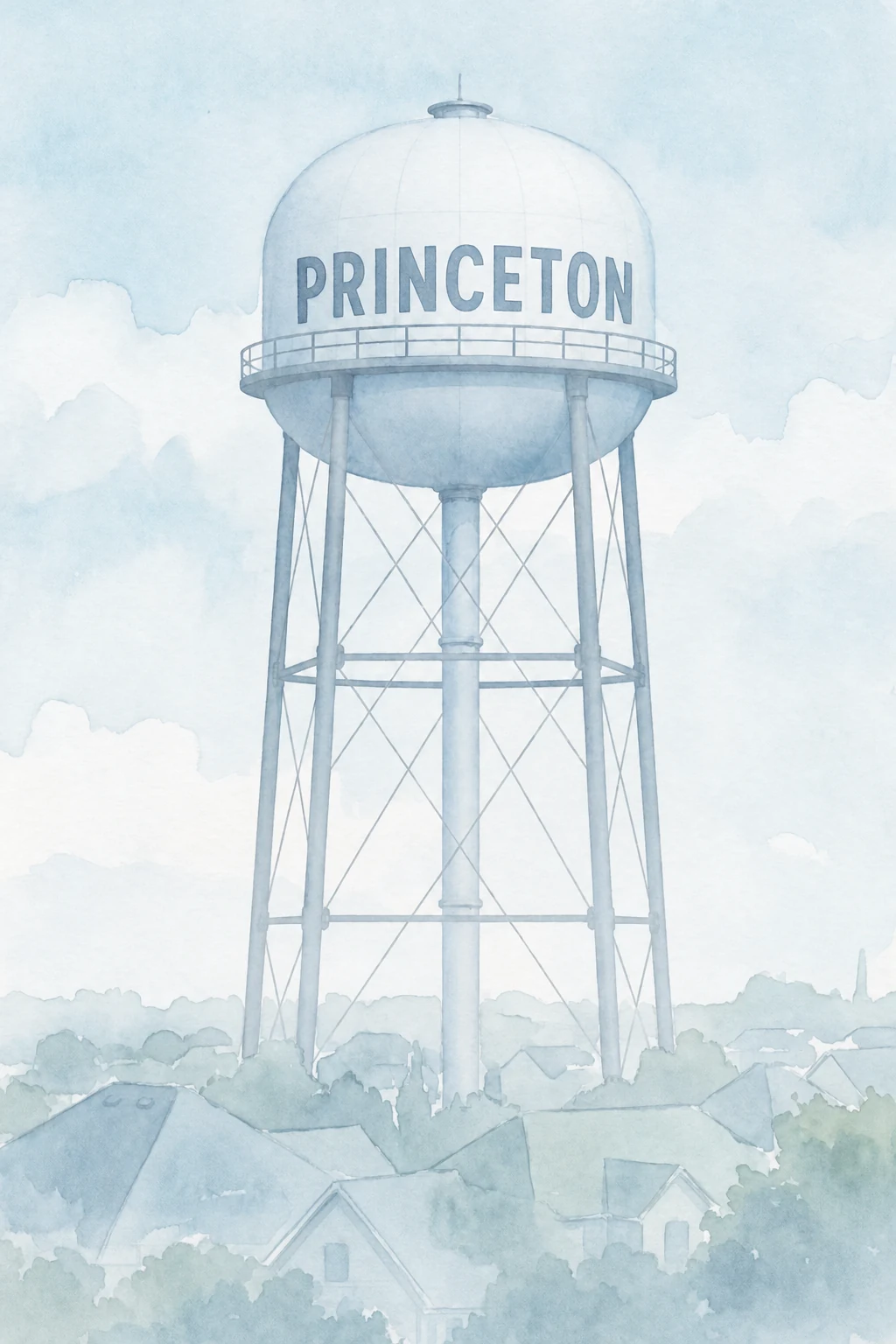 Princeton, Texas water tower illustration