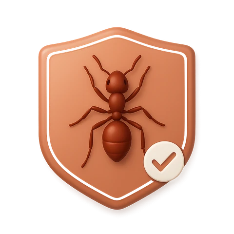 Shield badge with a fire ant - quarterly full coverage plan
