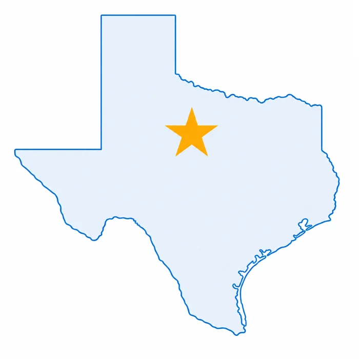 Prosper marked on a map of Texas
