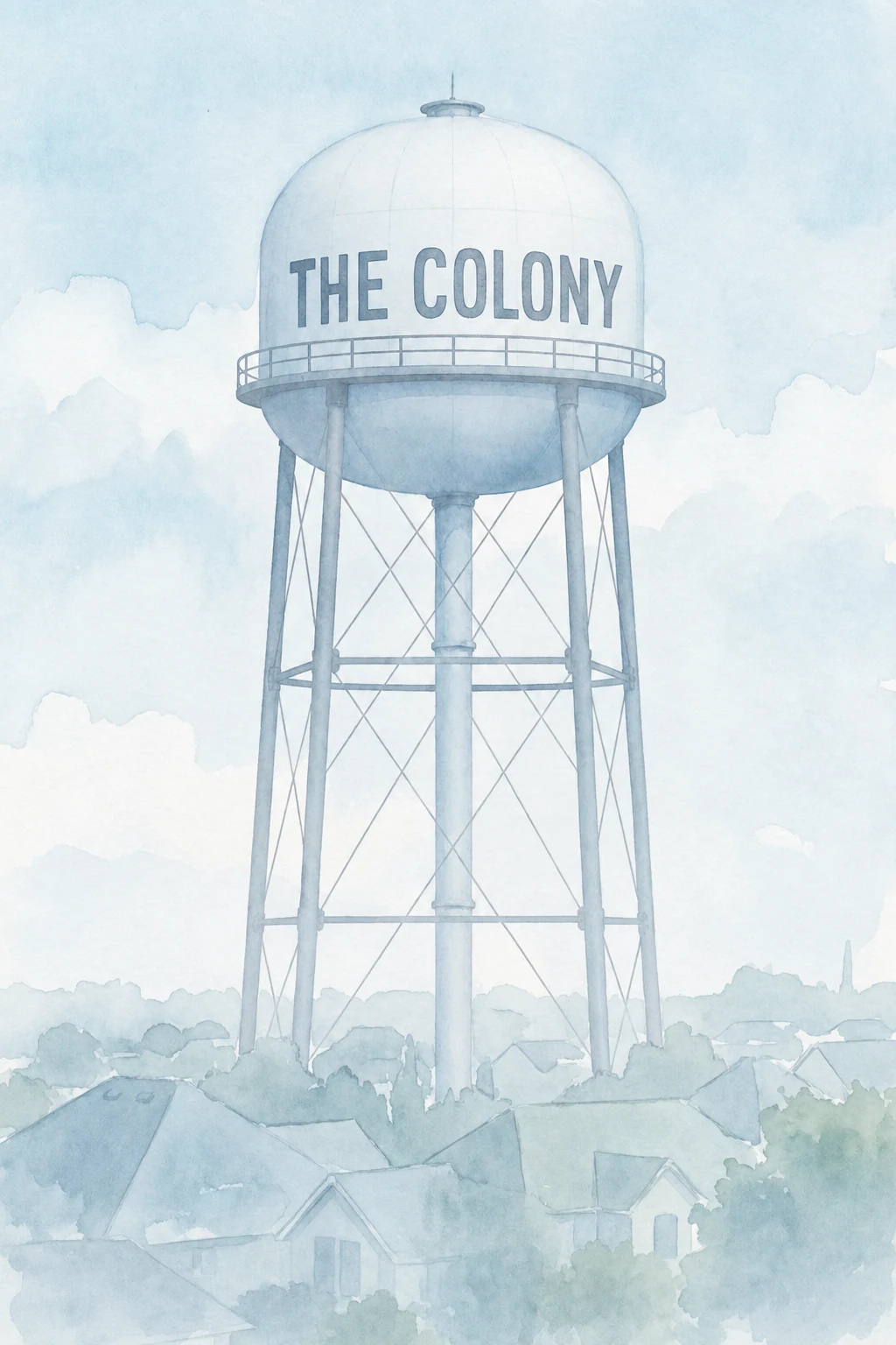 The Colony, Texas water tower illustration